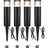 LITFIT 4Pack Low Voltage Bollard Landscape Lights, 12V Aluminum Path Light | 5W 3000K Warm White Electric Outdoor Garden Light, 50000H Waterproof Bubble Lights, Wired LED Lawn Walkway Light, ETL Listed