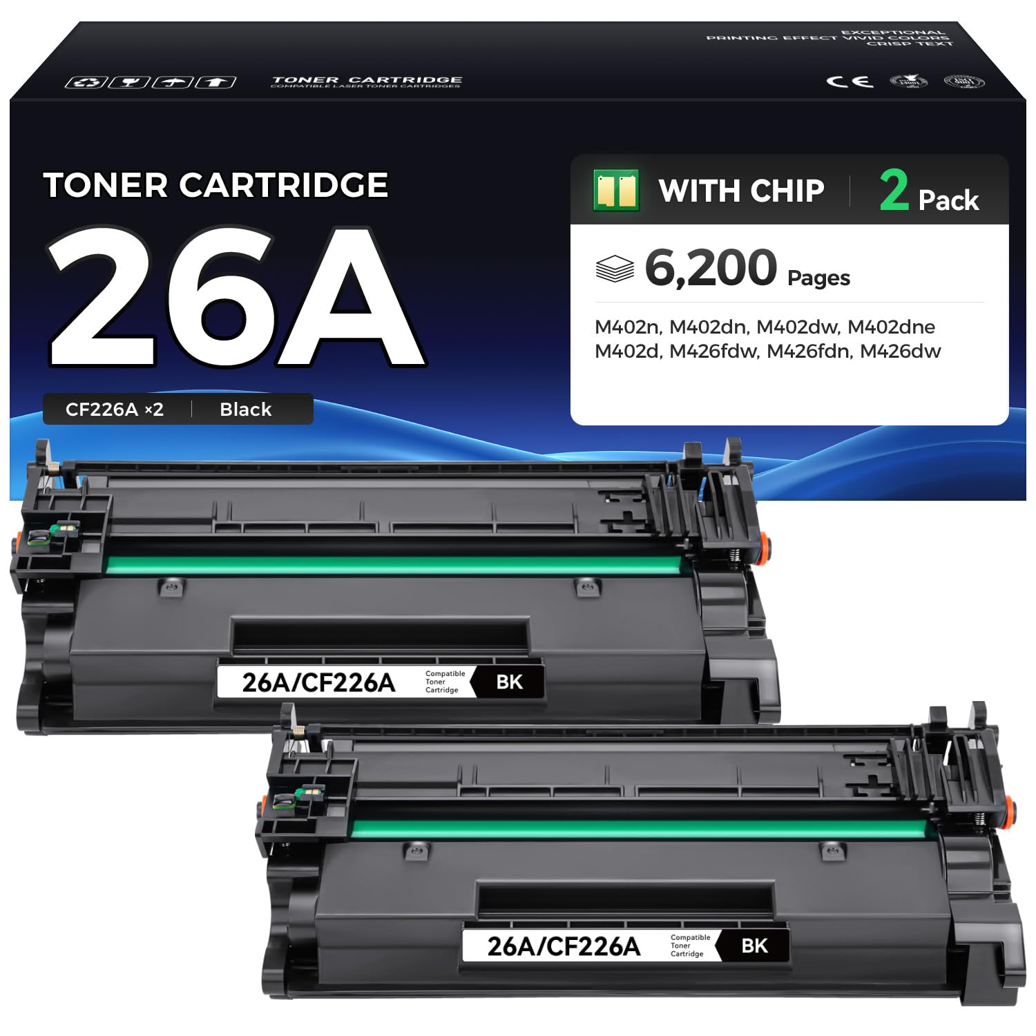 26A Toner Cartridge Black 2-Pack High Yield with