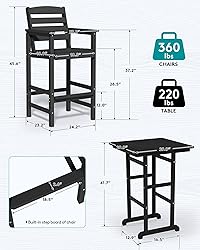 SERWALL 4 Pieces Outdoor Patio Bar Set with 9ft