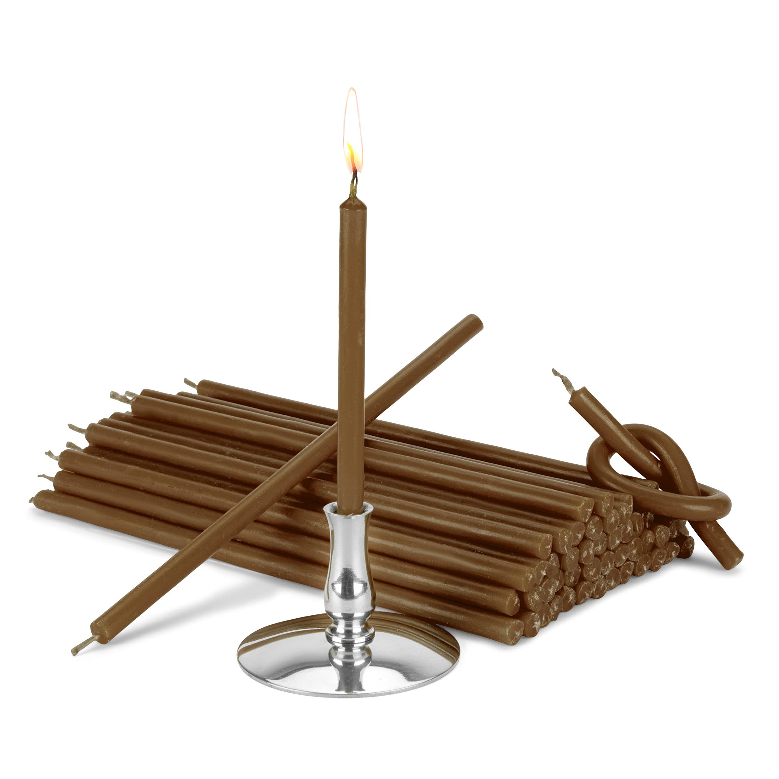 NKlaus - Candle holder with 200g stick candles brown drip-sootfree L 16cm paraffin wax 40019