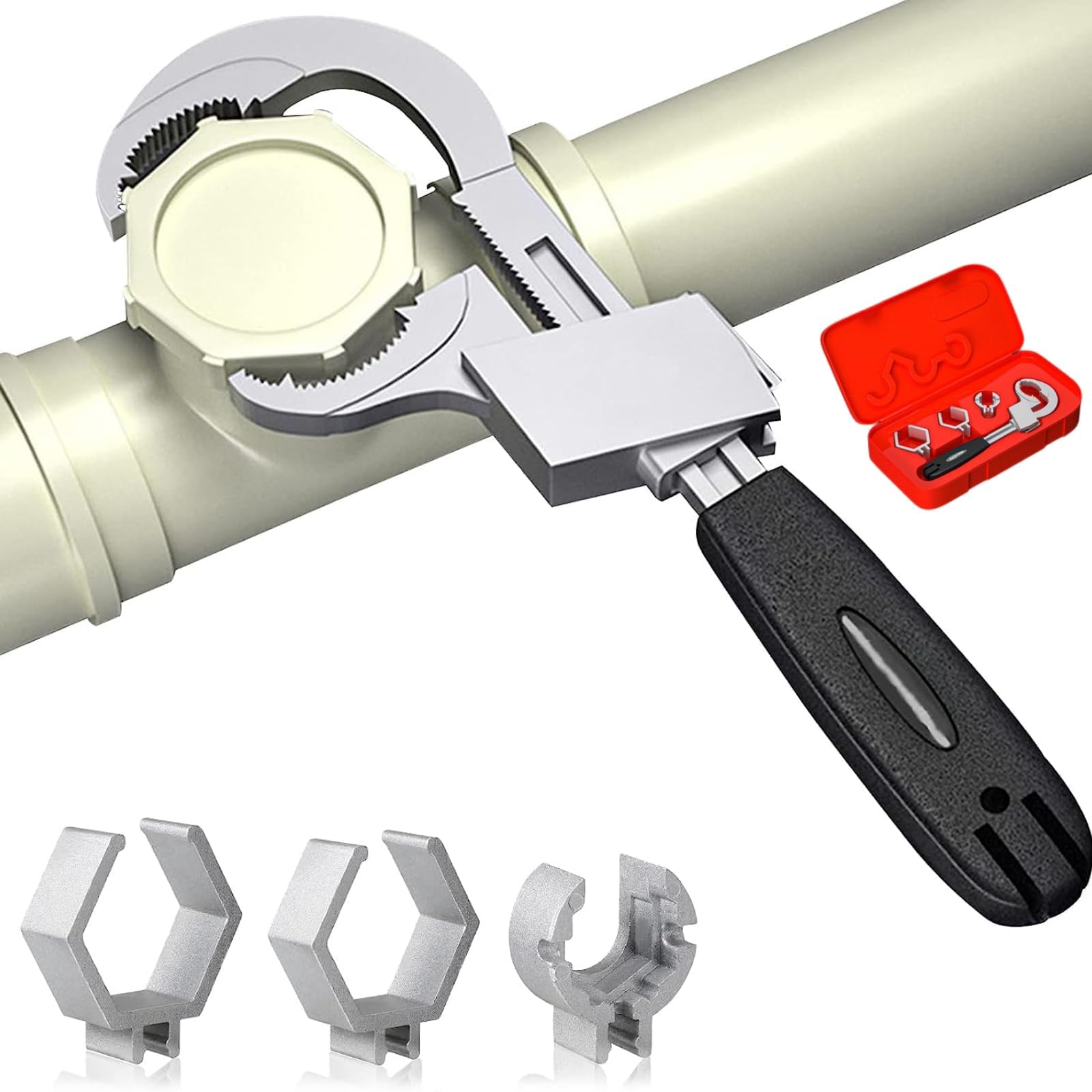 ＨＹＣＤＩＹＴＳ 多機能万能レンチ パイプレンチ マジックレンチ 水道 モンキーレンチ 56-80mm バスルームレンチ ユニバーサル 調節可能なスパナ ダブルエンドレンチ 水栓レンチ 蛇口 シンク 下水パイプ 修理 配管工 配管取り付けツール