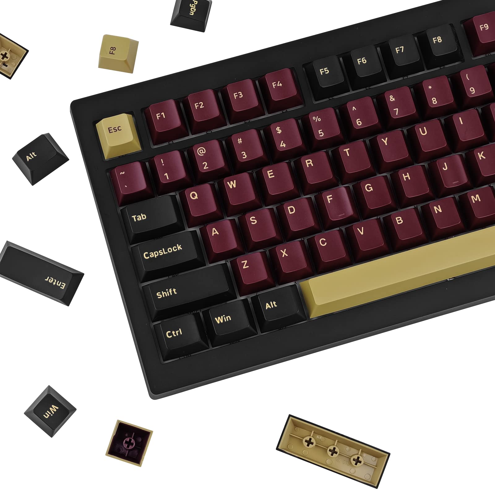 Red Keyboard Instruments Mua 168 Keys Red Samurai Keycaps, PBT Keycaps Black and Red Keycaps ...