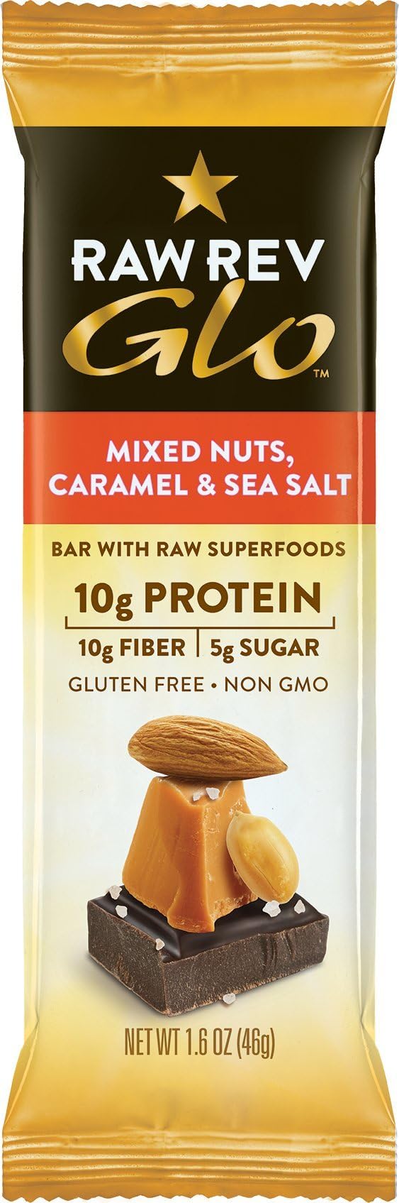 Glo, Mixed Nuts Caramel & Sea Salt, 12 Bars, 1.6 oz (46 g) Each - Raw Revolution