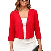 Ylhystrical Women's 3/4 Sleeve Thin Shrugs Lightweight Open Front Cropped Cardigan for Women