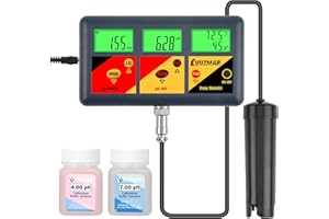 UIUZMAR pH EC Meter for Hydroponics 7 in 1 pH EC PPM CF ORP Temp Humidity Continuous Monitor pH ORP Meter for Water Hydroponics EC PPM Meter for Hydroponic Garden DWC Setup Aeroponic