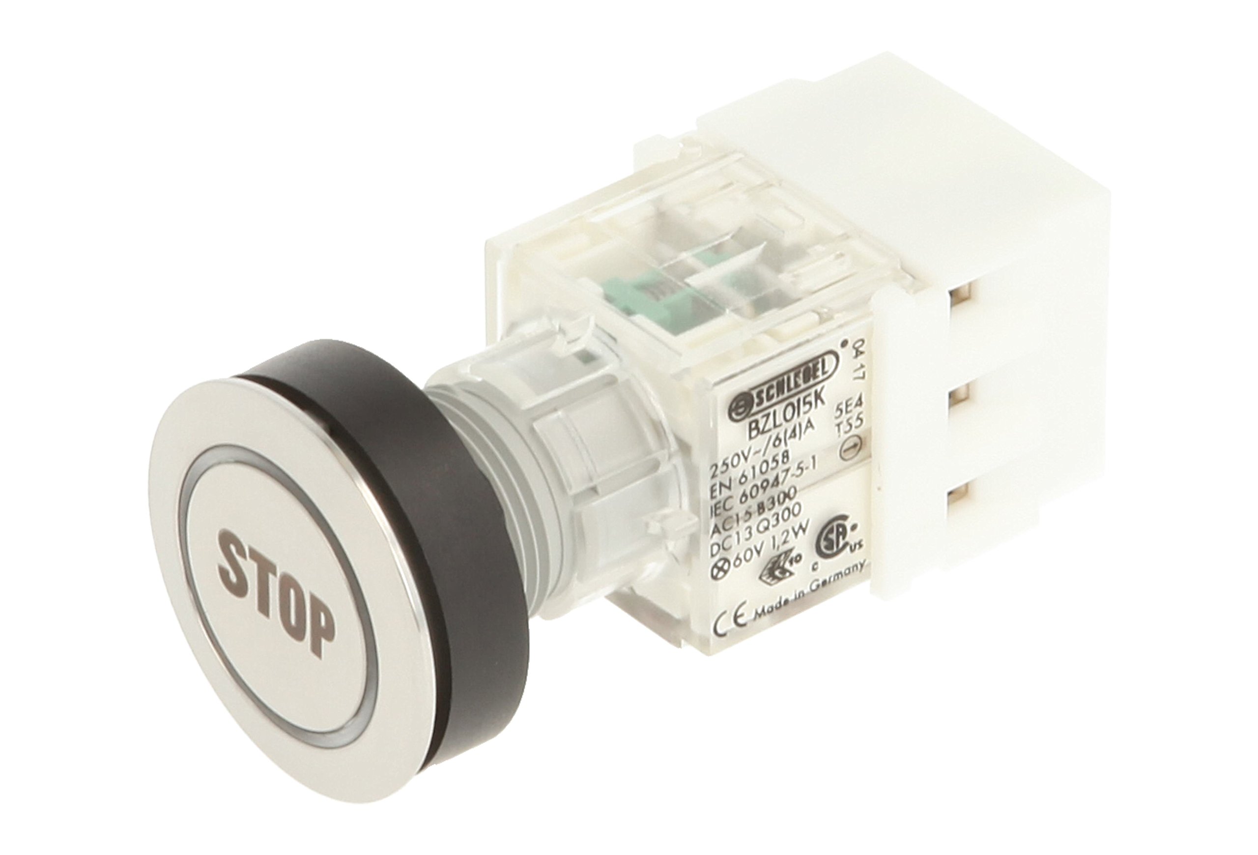 Club 23.000.934 Push Button Stainless Steel, Ring Light Note Symbol Stop Light Up Probe Contact Transmitter 1 N 1 Closer, SCREW ON CONNECTOR LED 24 V WHITE (Pack of 2)