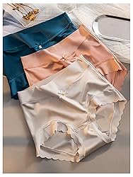 SOLY HUX Women's Satin Silk Briefs Scallop Trim No