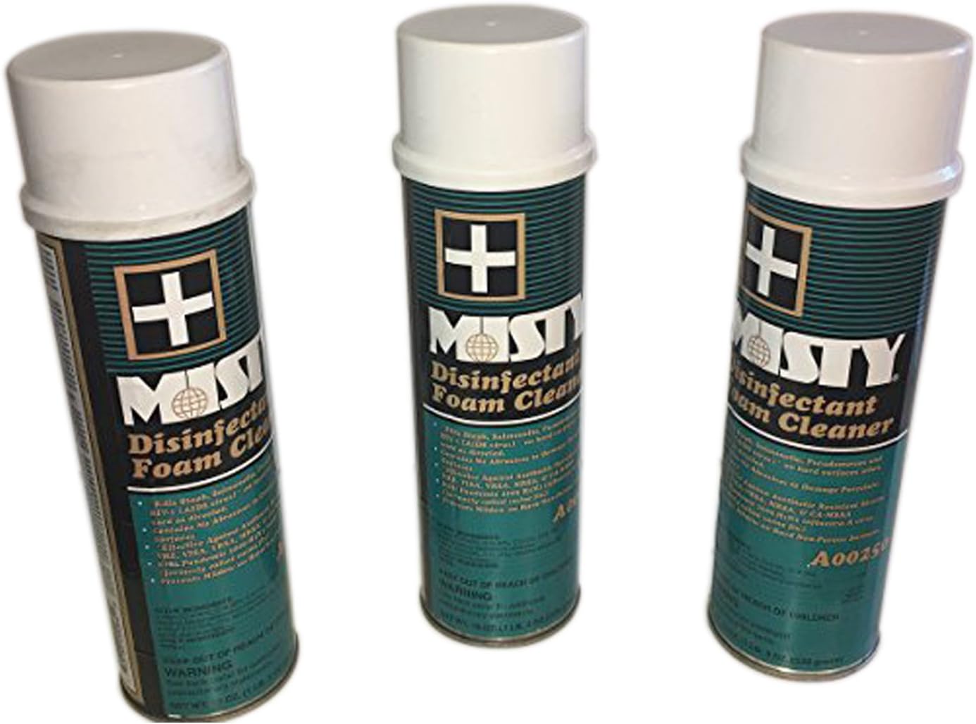 Misty A00250 Disinfectant Foam Spray Cleaner 3-Pk of 19oz Aerosol Cans - Commercial Cleaning Janitorial Supplies Quats Fresh Scent Deodorizer Hospital Grade Quat Products Room Cleaners & Deodorizers