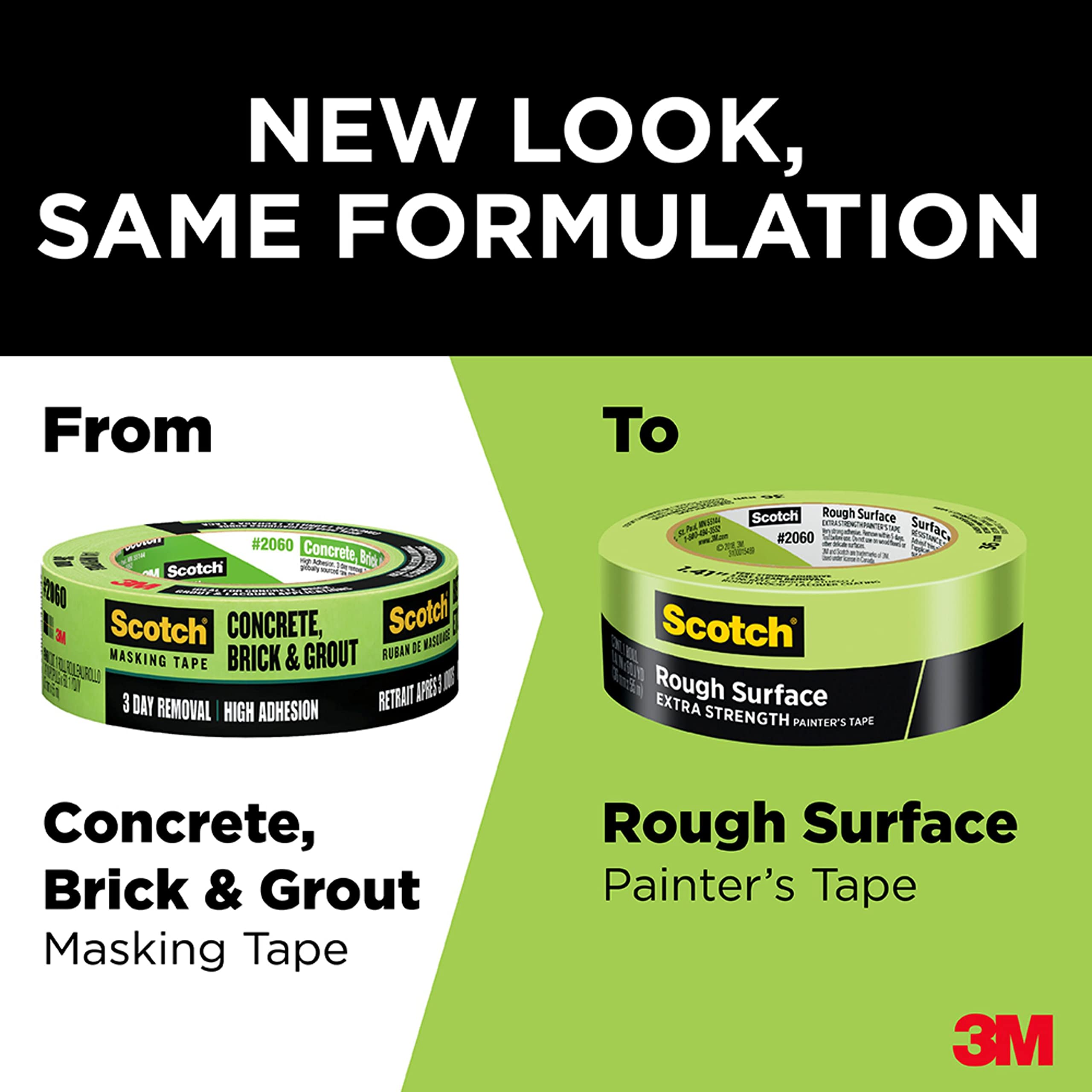 Scotch Rough Surface Extra Strength Painters Tape, 1.5 Inch Wide (1.41 in. X 60 Yds) 1 Roll, Green Tape Protects Surfaces and Removes Easily, Painting Tapes for Indoor and Outdoor Use (2060-36AP)