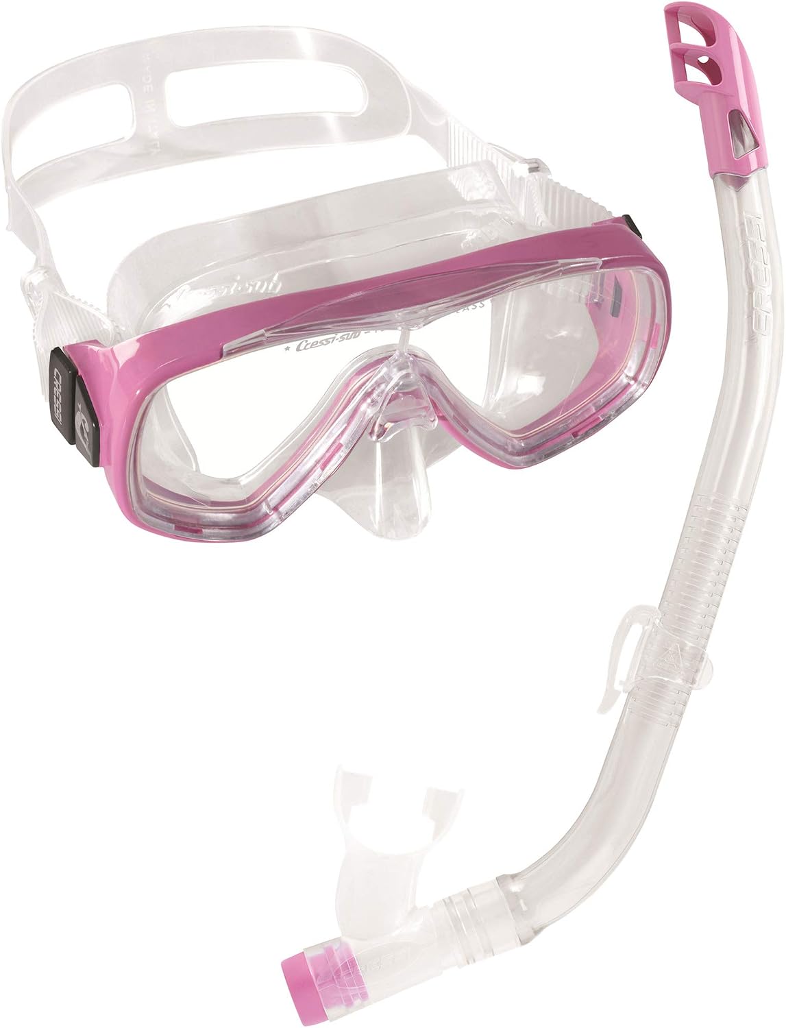 CRESSI Ondina Jr + Top Combo - Combo Set Diving Mask Ondina and Snorkel Top, Clear/Pink, 7/13 years, Kid Unisex