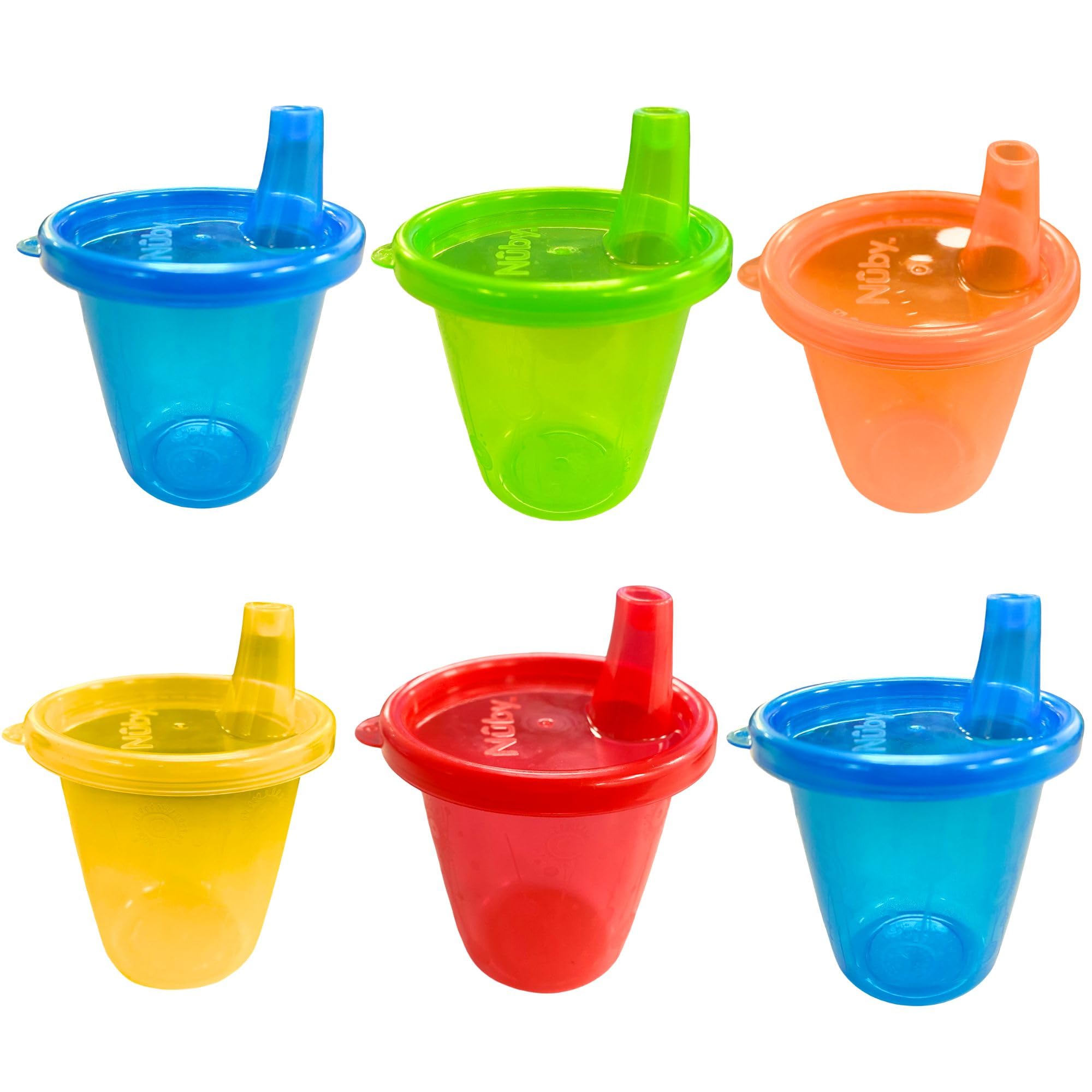 Nuby ID91121A Pick Nick Drinking Cup Set With 6 Cups And 6 Lids 210ml, Assorted Colors