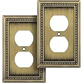 Henne Bery Sunken Pearls Heavy Duty Decorative Wall Plate Switch Plate Outlet Cover (Single Duplex, 2 Pack, Antique Brass)