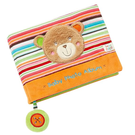 Fehn 091410 Fotobuch Teddy – Weiches Soft-Bilderbuch für 6 Fotos á 10x15 cm – Spielerisch Gesichter merken und Namen lernen f