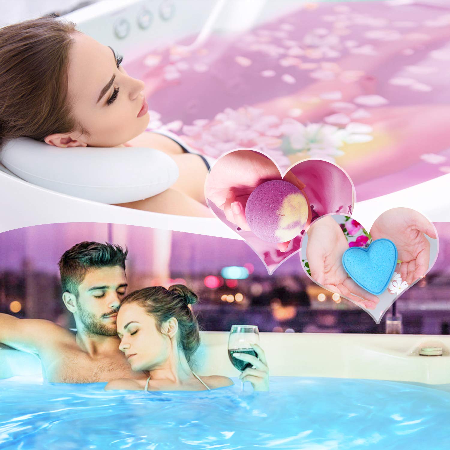 Peradix Bath Bombs 16Pcs Set - Bomb Cosmetics Little Box of Love Handmade Bath Melts Ballotin Gift Pack - Non-Irritating/Natural