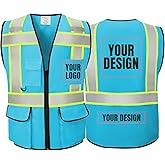 Reflective Vest Class 2 Safety Vests ANSI with Pockets Zipper High Visibility Construction Uniform