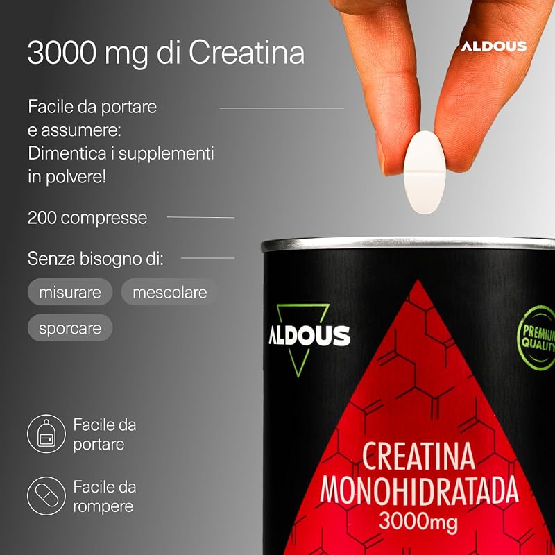 Creatina Monoidrata 3000mg - 200 Compresse - Integratore Massa Muscolare