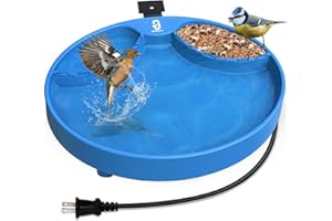 BirdDock 3-in-1 Heated Bird Bath for Backyard, Bird Feeder Bird Bath Fountains, All Seasons 3 Ways Easy Mount Bird Bath Heater Frost Resistant for Outdoor