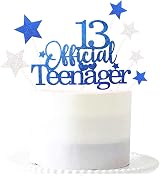 Pargleev 13th Glittery Royal Birthday Cake Topper with Stars Blue