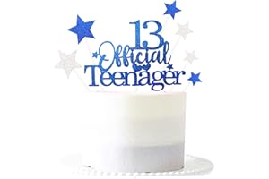 Pargleev Glittery 13 Ofiicial Teenager Cake Topper with Star Boys and Girls 13th Birthday Party Supplies,Thirteen Years Old Birthday Party Decorations Royal Blue