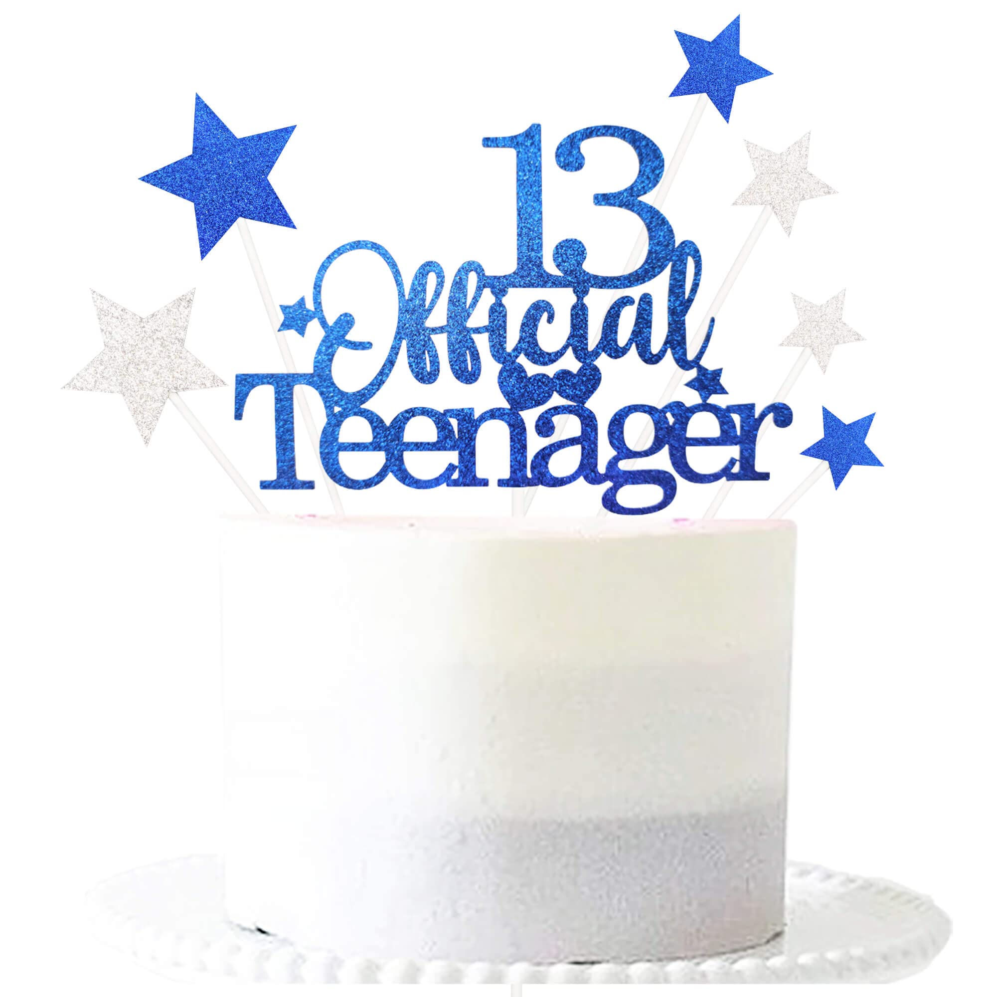 Pargleev 13th Glittery Royal Personalised Birthday Gifts:Official Teenager 13 Cake Topper with Stars-Thirteen Years Old Birthday Party Supplies for Boys and Girls,Decorations,Keepsakes and Blue — image 1