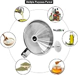 Walfos Kitchen Funnel 3 Pack Stainless Steel 14cm 12cm 10cm with 2 Strainers view 7