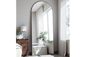 Dewfig Arched Black Full Length Mirror, 58x18, Large Floor Mirror with Stand, Full Body Mirror Standing for Leaning or Hanging Bedroom, Living Room,Dressing Room, Aluminum Alloy Frame, Black