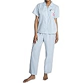 Peanuts womens Seersucker Buttondown and Pant 2pc Pj Set