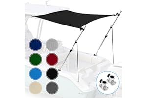 KNOX Universal T-Top Shade Extension Bimini Tops for Boats, Sun Shade Boat Canopy, Adjustable Telescopic Poles, Marine 900D Fadeproof Boat Cover, Includes Base Mounts, 67" L x 82" W, Black