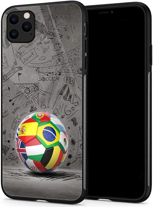 Amazon Com Iphone 11 Cases For Boys Mens World Soccer Tempered Glass Iphone 11 Case Pattern Mobile Phone Shell Black Cover Case For Iphone 11 World Soccer