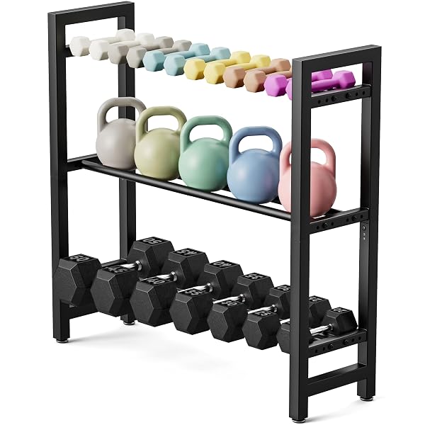 3 TIER DUMBBELL RACK, WEIGHT RACK FOR HOME GYM, 390 LB CAPACITY