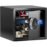 Grimtron 20LB Biometric Safe with Fingerprint Lock, 3-8 Digit PIN | 0.80 cu.ft. Safe with Silent Mode &amp; LED &amp; Backlit Keypad , 6.7M Combinations, Metal Knob, Removable Shelf &amp; Easy Installation