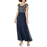 J Kara Womens Long Dress with Flutter Sleeve