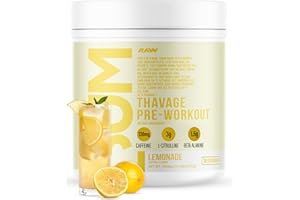 RAW Preworkout Powder, Thavage (Lemonade) - Chris Bumstead Sports Nutrition Supplement for Men & Women - Cbum Pre Workout for