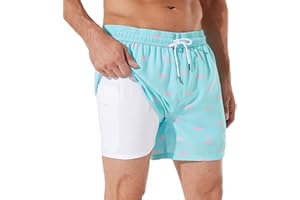 BRISIRA Mens Swim Trunks Bathing Suit 5 Inch Inseam Compression Liner Beach Swim Shorts Swimwear Quick Dry Zipper Pocket