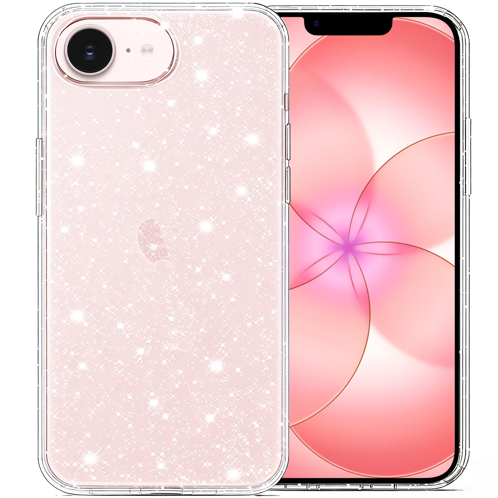 Photo 1 of JJGoo for iPhone 17e Case for iPhone 16e Case, Bling Sparkle Soft TPU Anti-Scratch Shockproof Protective Cute Women Girls Slim Phone Case,