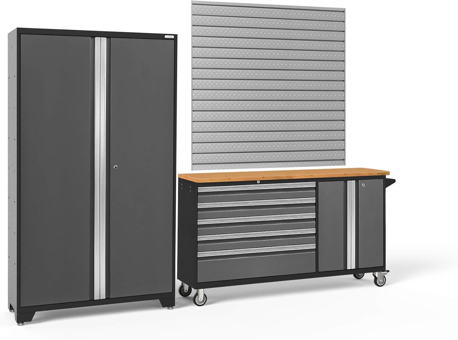 Amazon Com Newage Products Bold Series Gray 2 Piece Set Garage Cabinets 50687 Home Kitchen