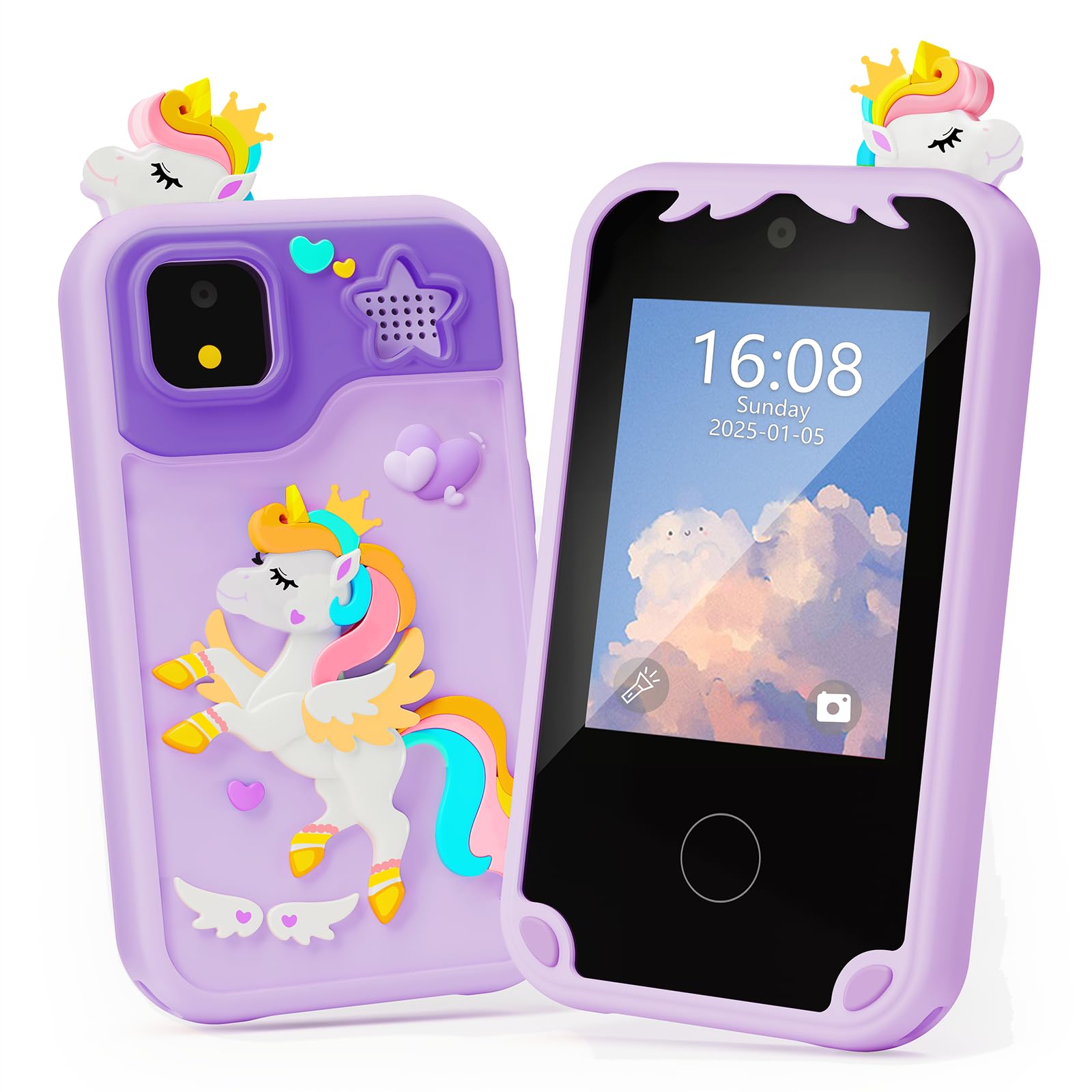 Photo 1 of Kids Phone for Girl Toys, Kids Camera Toy Smart Phone Birthday Gifts Toddler Ages 2, 3, 5, 7, 8, 10 Year Old, Educational Learning Toys with 2.8" Touchscreen, Music Player, Video Player, Game (Purple)