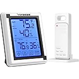 VIVOSUN Digital Hygrometer Indoor Outdoor Thermometer Humidity Monitor with Touchscreen LCD Backlight, Temperature Gauge Mete