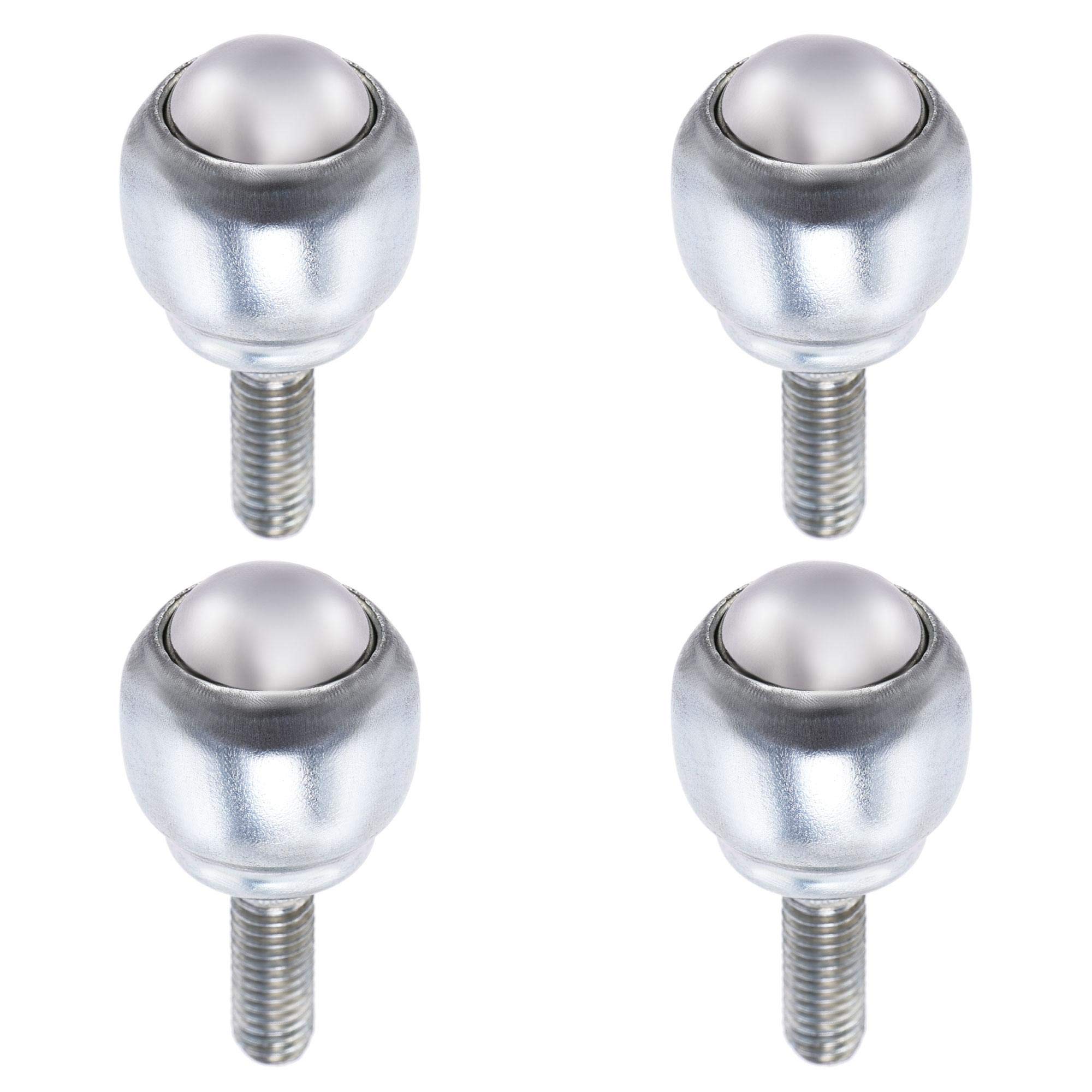 sourcing map Ball Transfer Bearing Unit 12mm 17Lbs Carbon Steel Bolt-fixing Type for Transmission Pack of 4