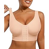SHAPELLX Post Surgery Compression Bras Front Closure Mastectomy Bra Wirefree No Underwire Shapewear Top Beign Beige