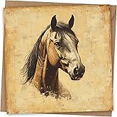 Horse Greeting Card - Hand Drawn Design With Kraft Envelope