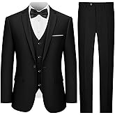 LUPURTY 3 Piece Suits for Men,Men's Suit Slim Fit,Business Solid One Button Wedding Tuxedo Blazer Vest Pants Set