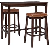 Linon Claridge 3Pc Bar Set Brown Cognac