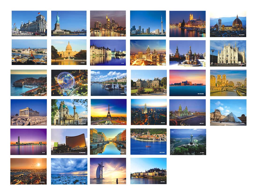 Fendawn Strive 30 PCS Beautiful World Scenery Classic Scenery Postcard Artistic Retro Photo Postcards