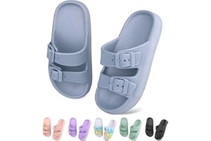 Trefidy Kids Cloud Slides Sandals Adjustable Buckle Beach Pool Water Shoes