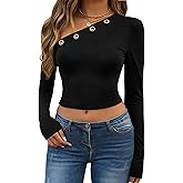 Remidoo Women Off The Shoulder Crop Top T Shirt Long Sleeve Tops Sexy Fitted Shirts