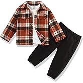 bilison Toddler Baby Boy Outfits Plaid Shirt+T Shirts+Pants Fall Winter 3Pcs Clothing Set 6Months-4T