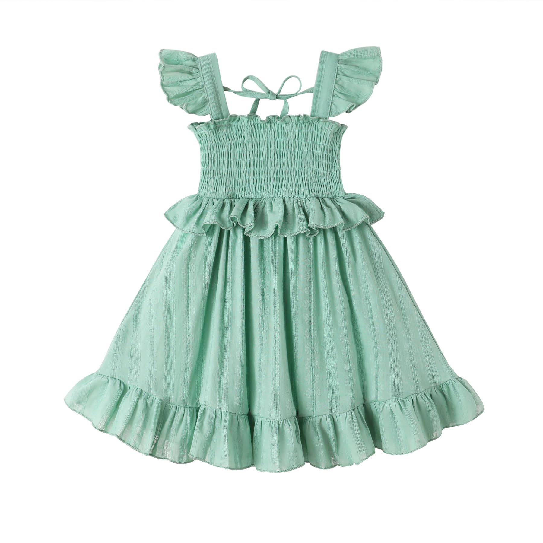 Photo 1 of YOUNGER TREE Toddler Dress Baby Girls Cotton Ruffle Sleeveless Summer Dresses Kids Boho Beach Casual Sundress(Sage Green,12-18 Months)