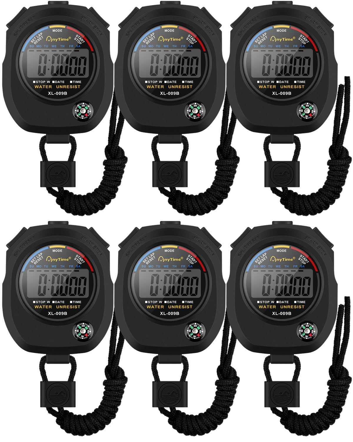 Sports Stopwatch Timer, BROTOU Professional Digital Stopwatch with Calendar Alarm Compass, Multi Handheld Stopwatch Timer for Swimming Running Football Fitness Coaches Referee (6)