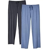 DAVID ARCHY Mens Pajama Pants Bamboo Rayon Lightweight Sleep Bottoms, Breathable Lounge Pants with Pockets Comfy PJs, 2 Pack